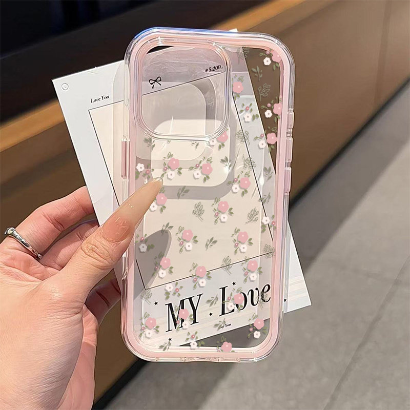 Phone Cases Xr Iphone - Grüne Blätter Rosa Blume 2-in-1 Transparente